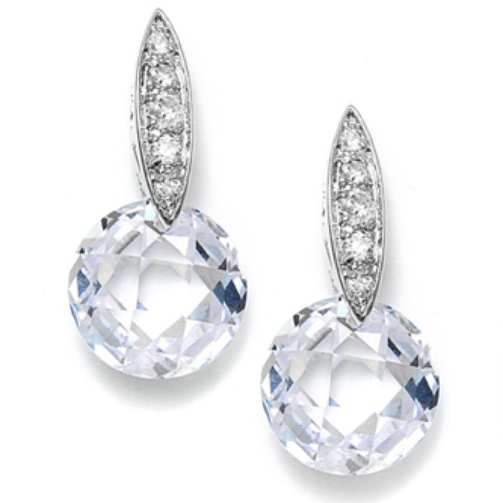 Mariell Faceted Crystal Drop Earrings with Cubic Zirconia